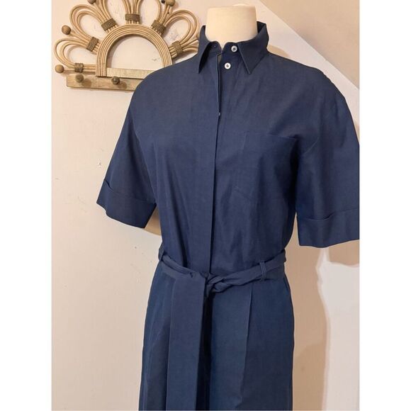 Loro Piana Blue Lightweight Denim Wide Leg Belted Jumpsuit IT 40/ US - Picture 3 of 12